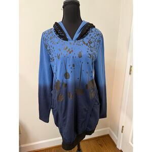 VIP Women's Pullover Print Beaded Hoodie in Cobalt Blue